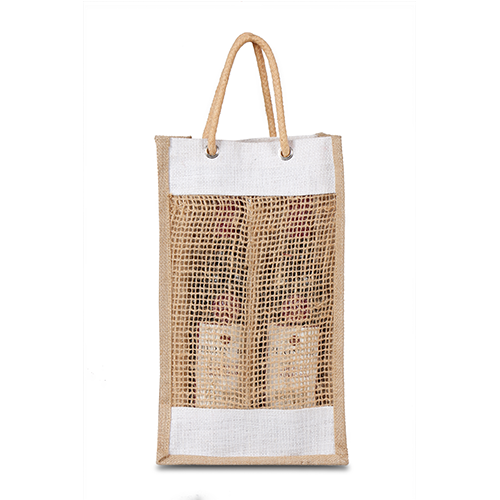 Jute Leno Double Bottle Bag